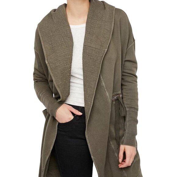 Free People Studio City Olive Hooded Oversized Jacket Small - Picture 2 of 7